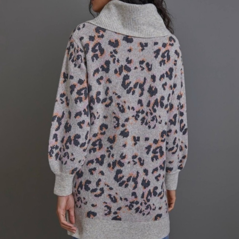 Anthropology cowl neck long sweater or dress rainbow leopard print - Picture 4 of 7